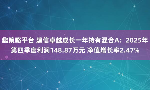 趣策略平台 建信卓越成长一年持有混合A：2025年第四季度利润148.87万元 净值增长率2.47%