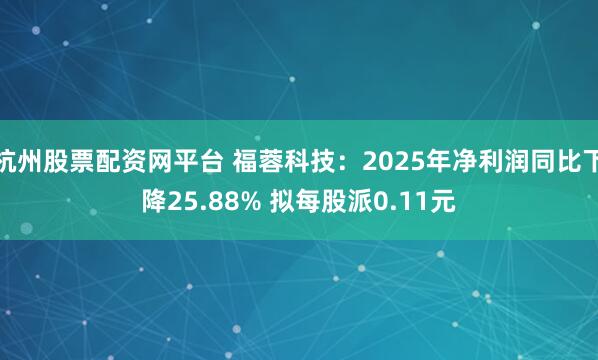 杭州股票配资网平台 福蓉科技：2025年净利润同比下降25.88% 拟每股派0.11元